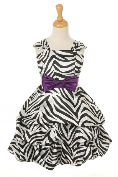Safari zebra dress with purple bow